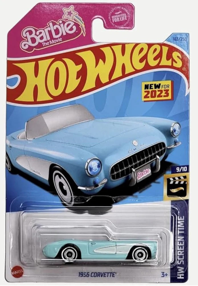 Mattel Hot Wheels 1956 Corvette, HW Tiempo de pantalla 9/10 (azul)