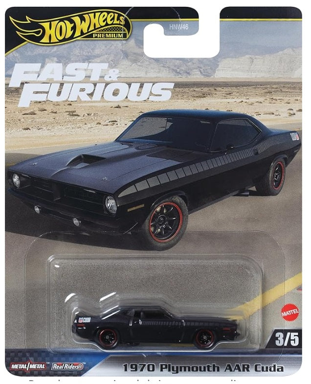 Mattel Hot Wheels Coche de juguete, Fast & Furious Die-Cast 1970 Plymouth AAR Cuda