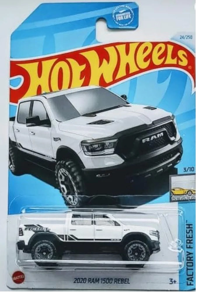 Mattel Hot Wheels 2020 Ram 1500 Rebel, Factory Fresh 3/10 Blanco