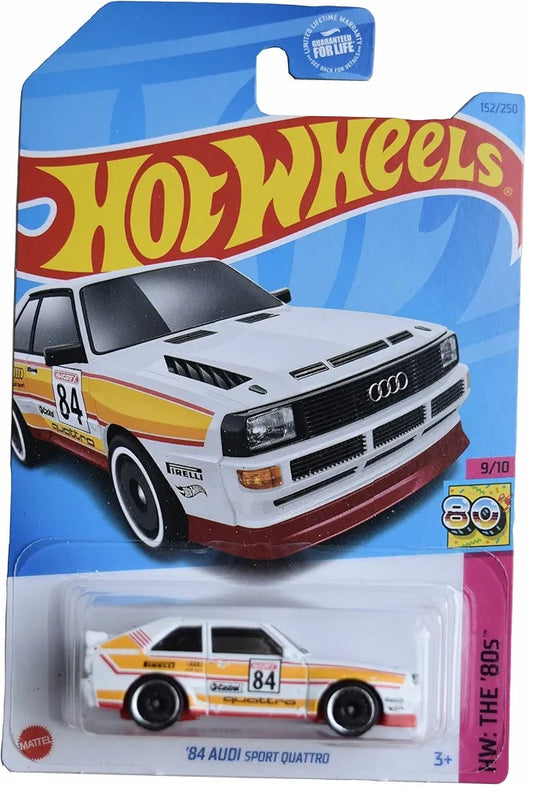 Mattel Hot Wheels Audi Sport Quattro '84, HW The '80s 9/10 [Blanco/Amarillo] 152/250