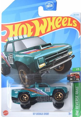 Mattel Hot Wheels '87 Dodge D100, Reverse Rake 1/5 [Green] 38/250