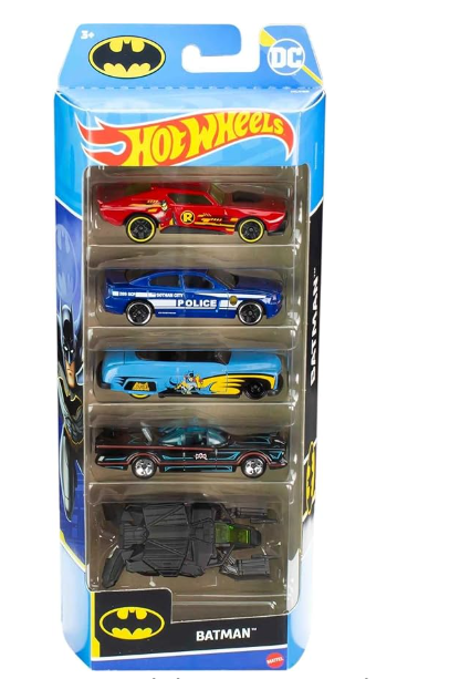 Mattel Hot Wheels Batman - Juego de 5 autos de juguete con temática de Batman