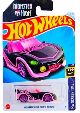 Mattel Hot Wheels Monster High Ghoul Mobile (Negro), escala 1:64, tiempo de pantalla HW 1/10