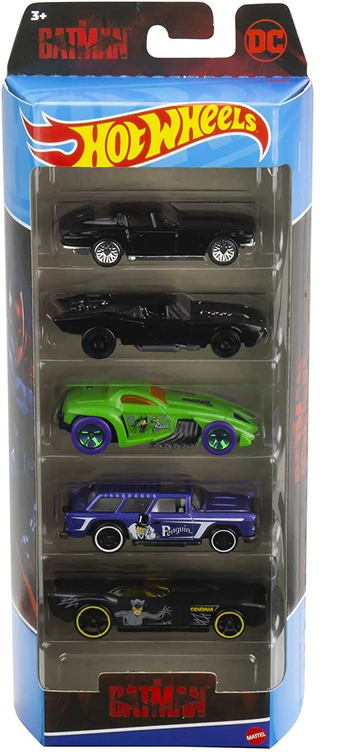 Mattel Hot Wheels Batman 5-Pack, Multipack of 5 Batman-themed Vehicles